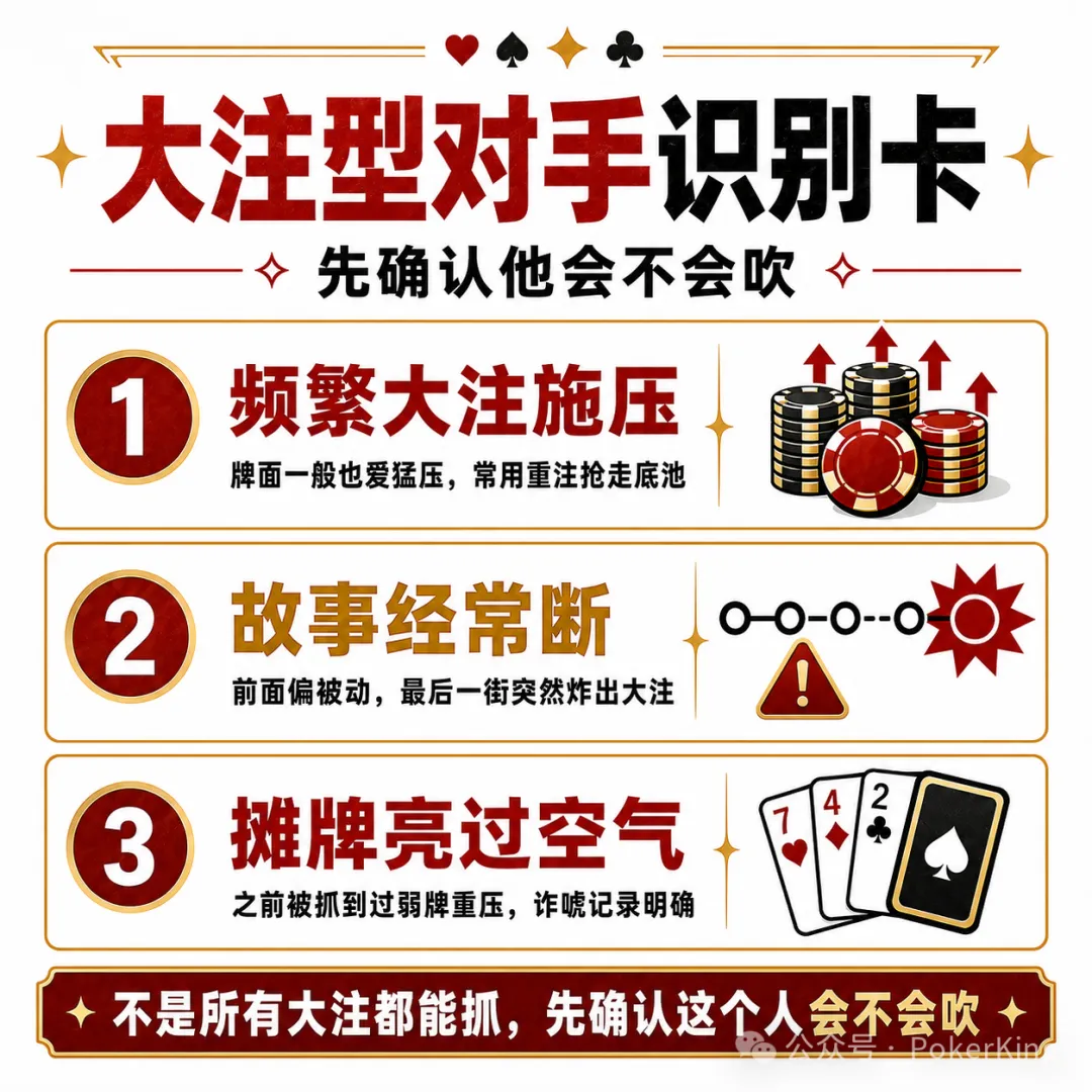【扑克之星】牌桌上总有人拿大注压你？三步教你抓诈，别再白白弃牌