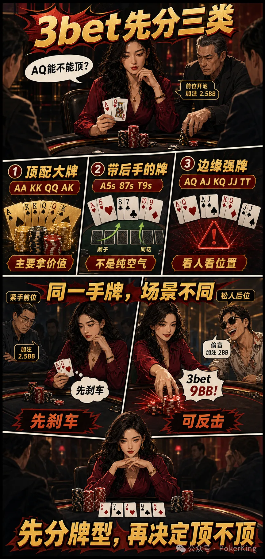 【扑克之星】3-bet 不是胆量测试:AQ为什么不能当AK打?